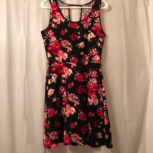 Black Pink Flower Dress